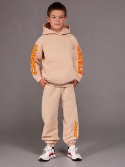 CHERRY CRUMBLE BY NITT HYMAN - Beige Solid Hooded Applique with Joggers