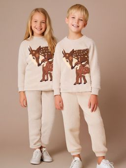 CHERRY CRUMBLE BY NITT HYMAN - Beige Embroidered Sweatshirt with Joggers