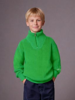 CHERRY CRUMBLE BY NITT HYMAN - Green Knitting High Neck Sweater