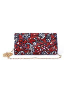 The Purple Sack - Red Printed Clutch