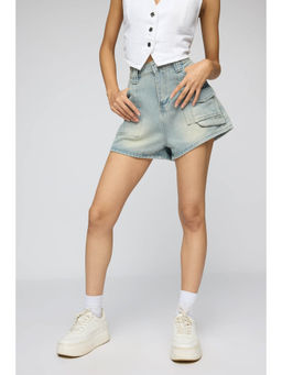 FREAKINS - Hazy Blue Wide Leg Denim Shorts