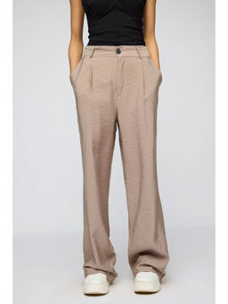 FREAKINS - Bisque Brown Pleated Straight Fit Korean Pants