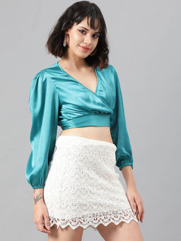 KOTTY - Womens Solid Satin Crop Top