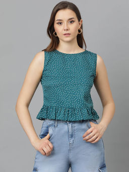 KOTTY - Womens Sleeveless Crepe Fabric Printed Stylish Top