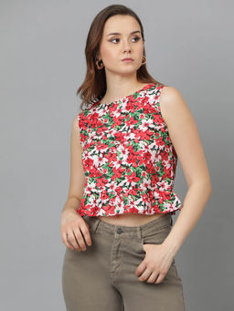 KOTTY - Womens Sleeveless Crepe Fabric Printed Stylish Top