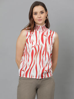 KOTTY - Womens Sleeveless High Neck Printed Top