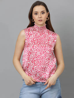 KOTTY - Womens Sleeveless High Neck Printed Top