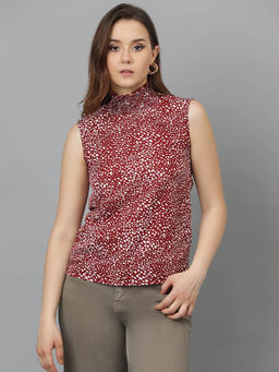 KOTTY - Womens Sleeveless High Neck Printed Top