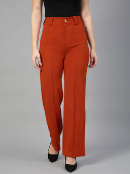 KOTTY - Women Regular Fit Viscose Rayon Solid Trousers