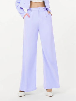 KOTTY - Womens High Rise Regular Fit Viscose Rayon Solid Trousers