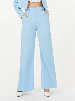 KOTTY - Womens High Rise Regular Fit Viscose Rayon Solid Trousers