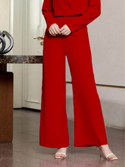 KOTTY - Womens High Rise Regular Fit Viscose Rayon Solid Trousers