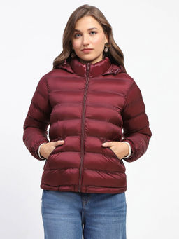 Madame - Quilted Cotton Maroon Puffer Jacket
