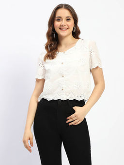 Madame - Laced White Schiffli Cotton Top