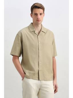 Allen Solly - Men Khaki Cotton Half Sleeves Shirt