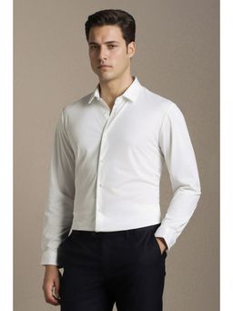 Louis Philippe - Men White Polyester Full Sleeves Shirt