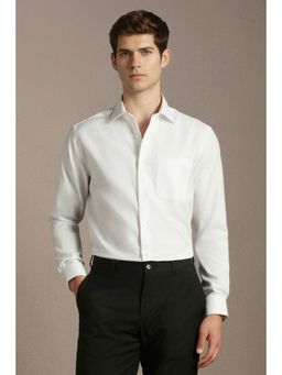 Louis Philippe - Men White Cotton Full Sleeves Shirt