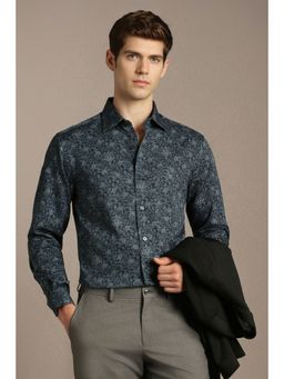 Louis Philippe - Men Black Cotton Full Sleeves Shirt