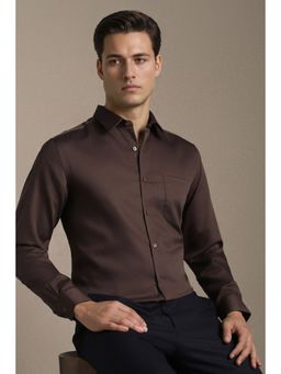 Louis Philippe - Men Brown Cotton Full Sleeves Shirt
