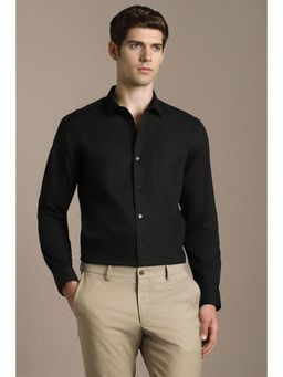 Louis Philippe - Men Black Cotton Full Sleeves Shirt
