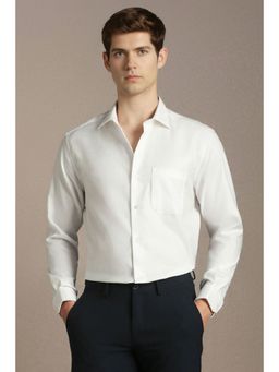 Louis Philippe - Men White Cotton Full Sleeves Shirt