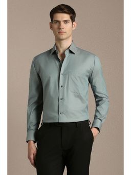 Louis Philippe - Men Green Cotton Blend Full Sleeves Shirt