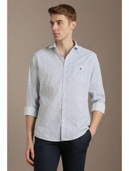 Louis Philippe - Men Blue Cotton Full Sleeves Shirt