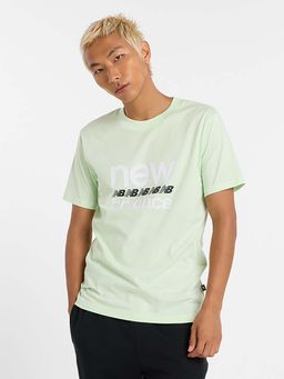 New Balance - Men Green Cotton Half Sleeves T-Shirt
