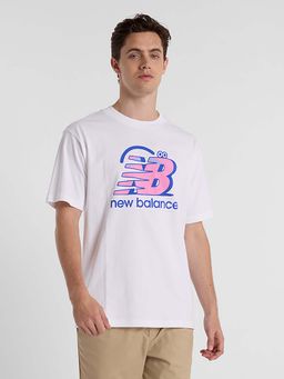 New Balance - Men White Cotton Half Sleeves T-Shirt