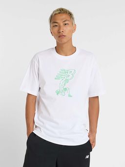 New Balance - Men White Cotton Half Sleeves T-Shirt