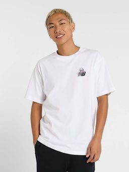 New Balance - Men White Cotton Half Sleeves T-Shirt