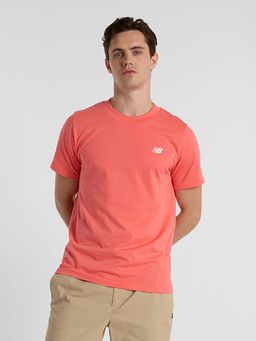 New Balance - Men Peach Cotton Half Sleeves T-Shirt