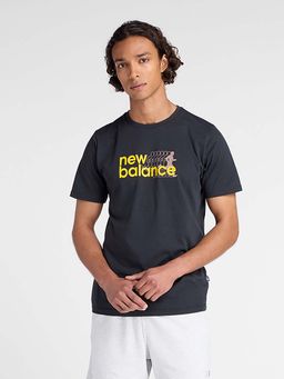New Balance - Men Black Cotton Half Sleeves T-Shirt