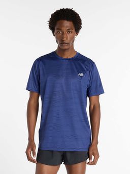 New Balance - Men Blue Cotton Half Sleeves T-Shirt