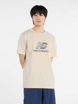 New Balance - Men Beige Cotton Half Sleeves T-Shirt