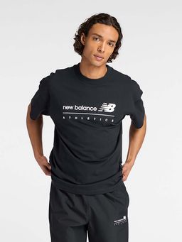 New Balance - Men Black Cotton Half Sleeves T-Shirt