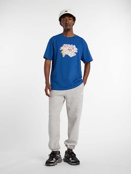 New Balance - Men Blue Cotton Half Sleeves T-Shirt