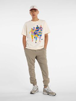 New Balance - Men Beige Cotton Half Sleeves T-Shirt