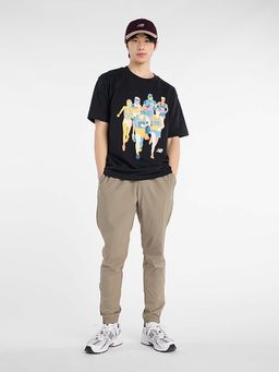 New Balance - Men Black Cotton Half Sleeves T-Shirt