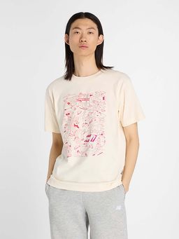 New Balance - Men Beige Cotton Half Sleeves T-Shirt