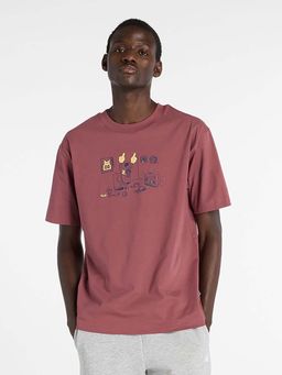New Balance - Men Burgundy Cotton Half Sleeves T-Shirt