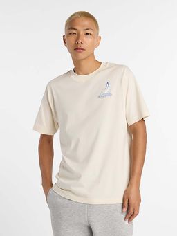 New Balance - Men Cream Cotton Half Sleeves T-Shirt