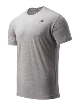 New Balance - Men Grey Cotton Half Sleeves T-Shirt