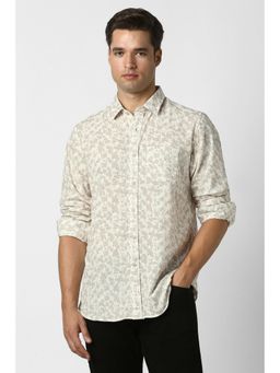 Peter England - Men White Cotton Full Sleeves Shirt