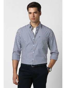Peter England - Men Navy Blue Cotton Full Sleeves Shirt