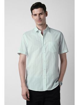 Peter England - Men Green Cotton Blend Half Sleeves Shirt