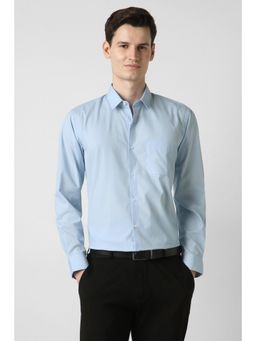 Peter England - Men Blue Cotton Blend Full Sleeves Shirt