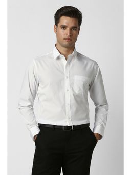 Peter England - Men White Cotton Blend Full Sleeves Shirt