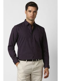 Peter England - Men Purple Cotton Blend Full Sleeves Shirt