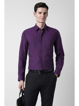 Peter England - Men Purple Cotton Full Sleeves Shirt